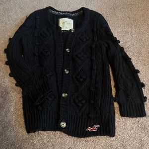 Navy blue hollister button up sweater